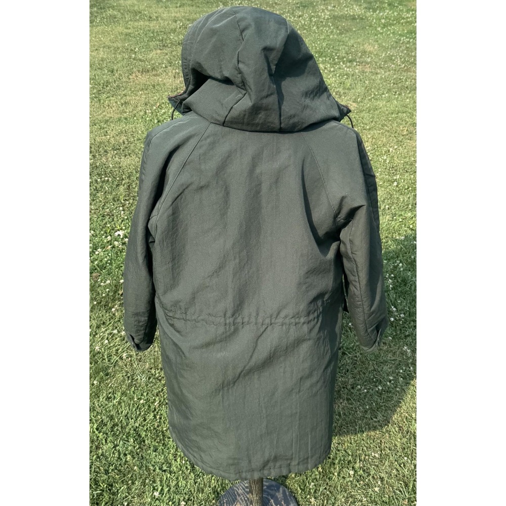 Vintage Woolrich Woman Medium Parka Coat Green Plaid Lined Hooded Thinsulate USA - Picture 6 of 14